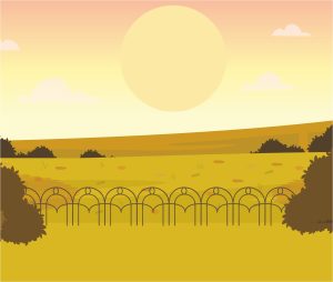 free vector parc scene with sun and clouds